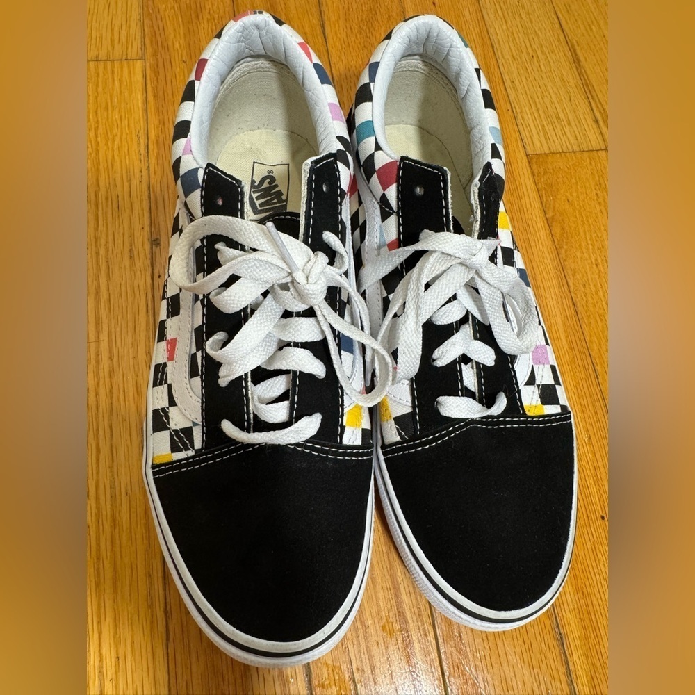 Vans Kids Black and White Old Skool ‘Party Checker’ Sneakers Size 6.5 - Picture 7 of 11